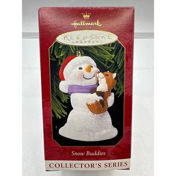 Hallmark Keepsake 1999 Snow Buddies Snowman Fox Ornament Christmas Holiday Decor - Picture 8 of 9